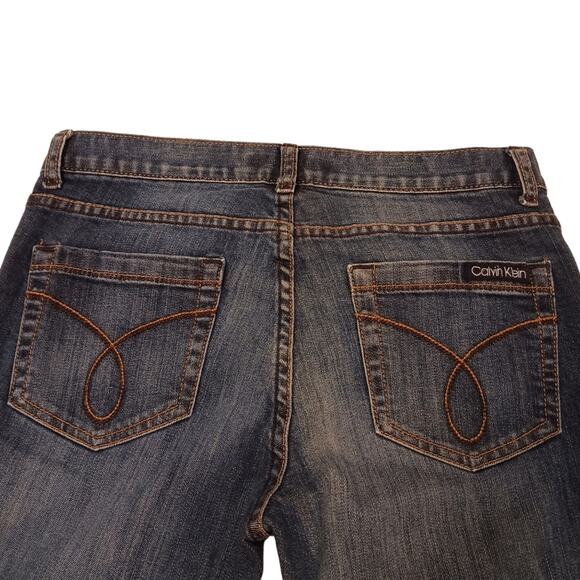 Brooke Y2K Calvin Klein Jeans Women's Sz 28 Dark Blue Denim Embroidered VINTAGE - Picture 12 of 16